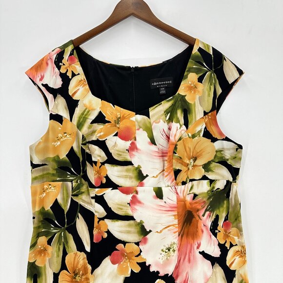 Connected Dress Womens Sheath Floral Cap Sleeve Back Zip Multicolor Plus 20W - Picture 3 of 7
